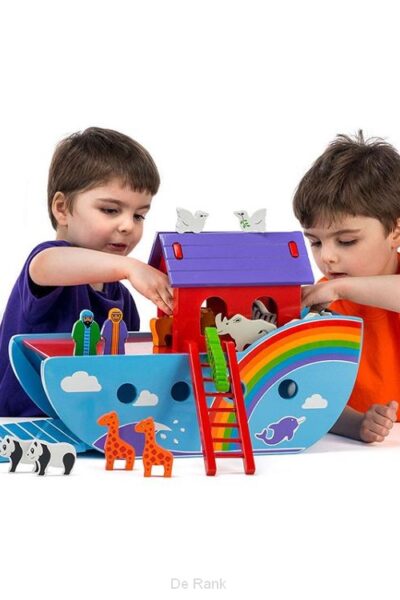 ARCHE DE NOE PEINT ARC EN CIEL 20 PIECES BOIS 3 ANS
