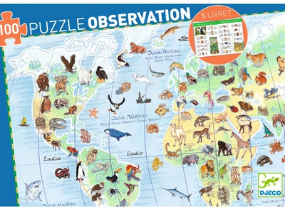 PUZZLE OBSERVATION - ANIMAUX DU MONDE 100 PCS 5+