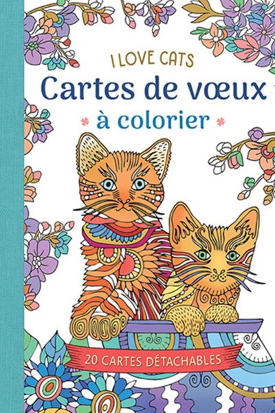 I LOVE CATS- CARTES DE VOEUX A COLORIER