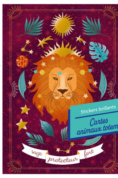 LES ATELIERS DE MARION BLANC - STICKERS BRILLANTS - CARTES ANIMAUX TOTEM - POCHETTE AVEC ACCESSOIRES