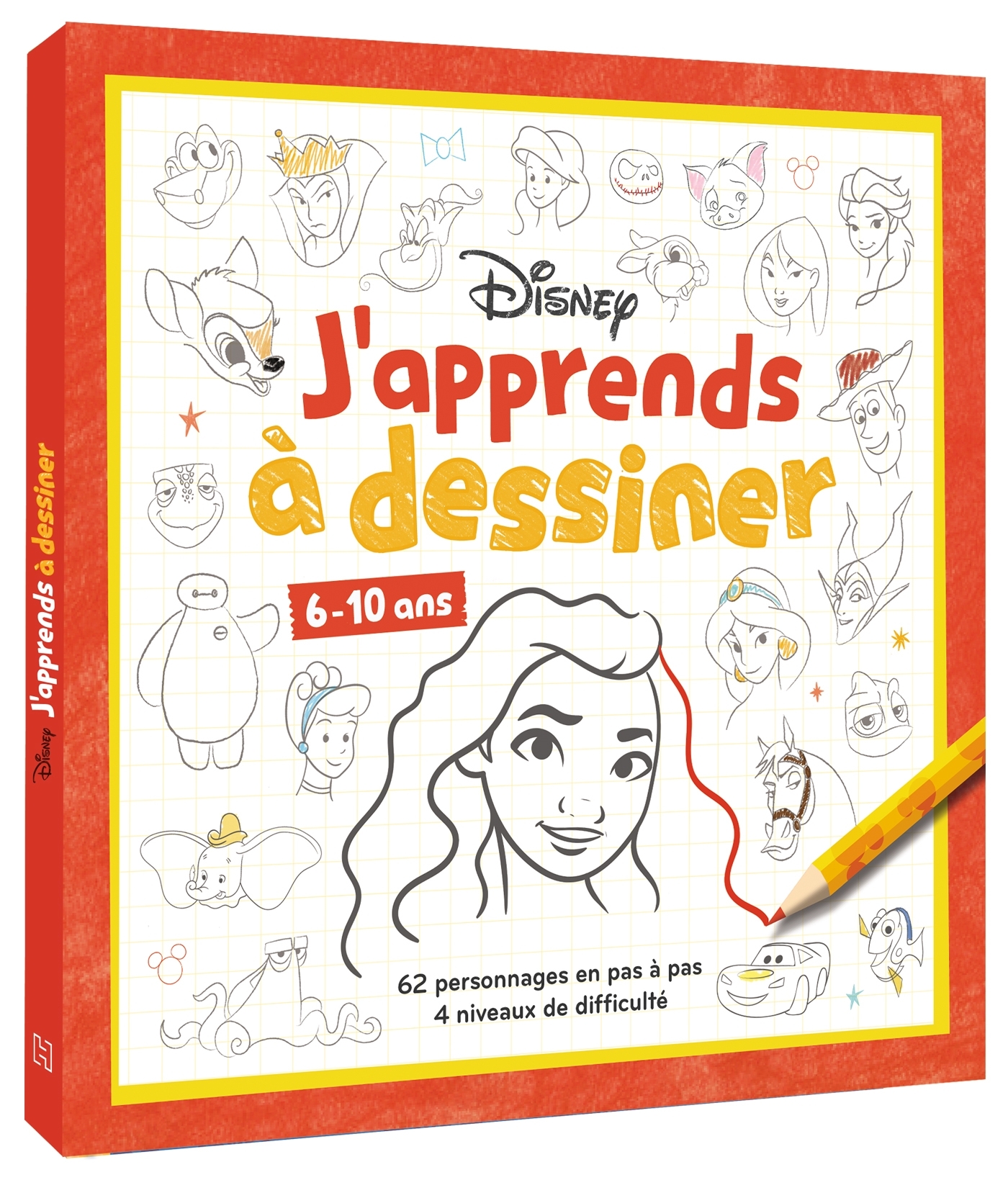 DISNEY - J'APPRENDS A DESSINER - 62 PERSONNAGES EN PAS A PAS (6+)