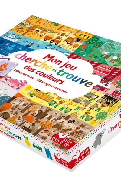 MON JEU CHERCHE ET TROUVE DES COULEURS COFFRET AVEC PLATEAU ET CARTES