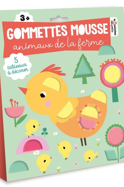 GOMMETTES MOUSSE- ANIMAUX DE LA FERME POCHETTE AVEC ACCESSOIRES