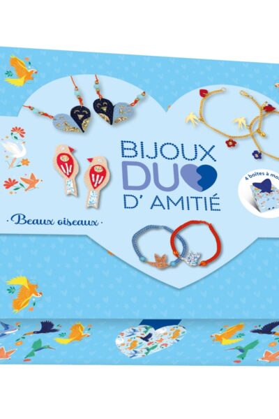 BIJOUX DUO D'AMITIE BEAUX OISEAUX - COFFRET AVEC ACCESSOIRES