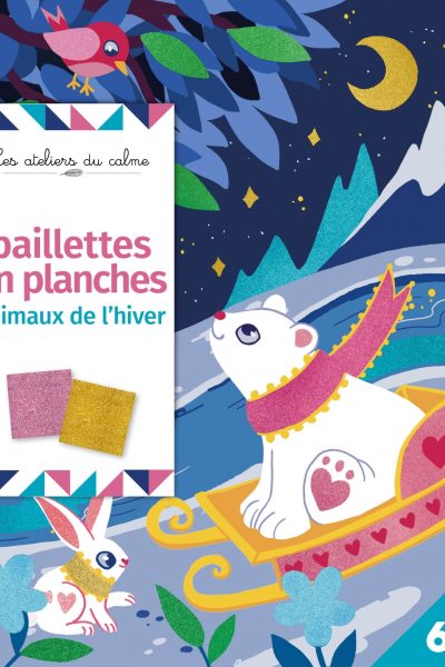 PAILLETTES EN PLANCHE - ANIMAUX DE L'HIVER - POCHETTE AVEC ACCESSOIRES