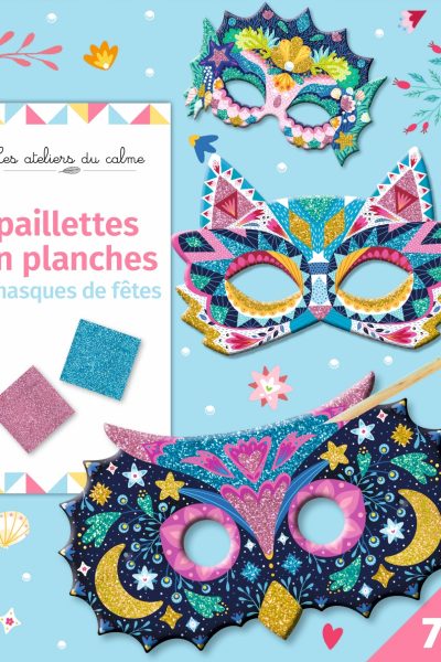 PAILLETTES EN PLANCHES MASQUES POCHETTE AVEC ACCESSOIRES