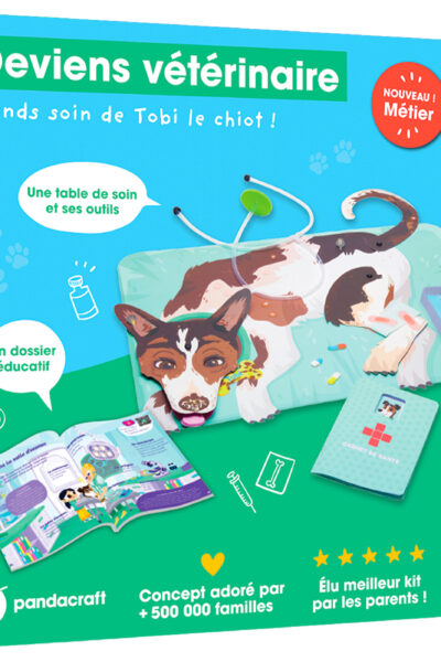 DEVIENS VETERINAIRE - KIT LUDO-EDUCATIF 3-7 ANS - DEVIENS VETERINAIRE ET PRENDS SOIN DE TOBI LE CHIO
