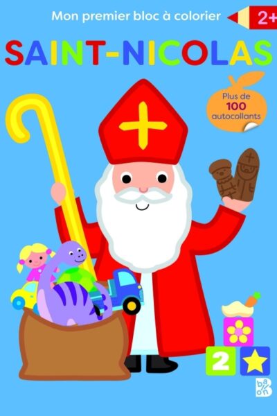 BLOC A COLORIER AVEC AUTOCOLLANTS: SAINT NICOLAS