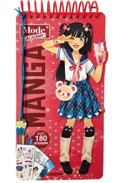 CARNET CREATIF MODE ACADEMY MANGA (AVEC UN BRACELET) - AVEC 180 STICKERS