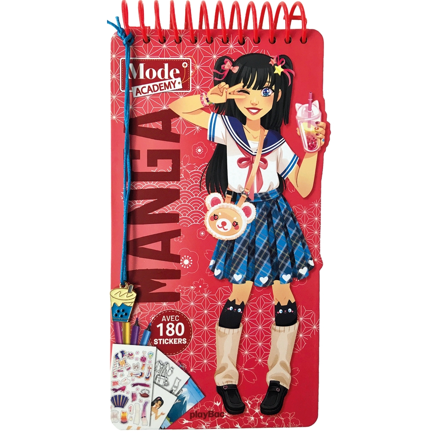 CARNET CREATIF MODE ACADEMY MANGA (AVEC UN BRACELET) - AVEC 180 STICKERS