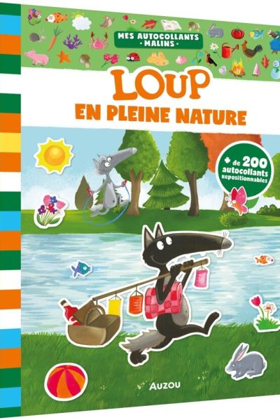 MES AUTOCOLLANTS MALINS LOUP EN PLEINE NATURE