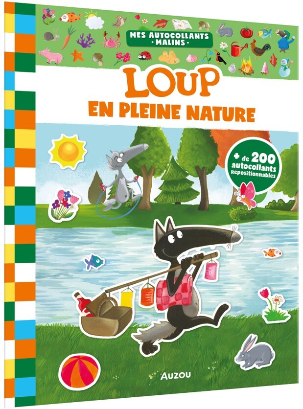 MES AUTOCOLLANTS MALINS LOUP EN PLEINE NATURE