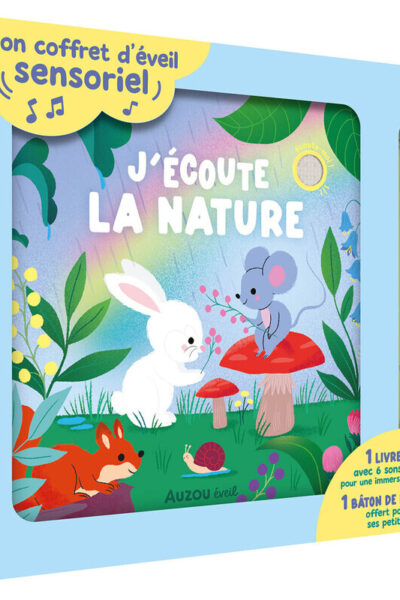 MON COFFRET D'EVEIL SENSORIEL - J'ECOUTE LA NATURE - UN LIVRE SONORE AVEC 6 LA NATURE ET UN JOLI BAT