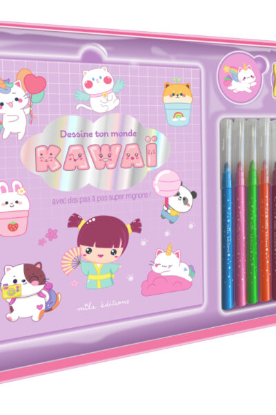 DESSINE TON MONDE KAWAII (COFFRET) - AVEC DES PAS A PAS SUPER MIGNONS !