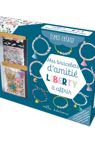 MES BRACELETS D'AMITIE LIBERTY A OFFRIR (COFFRET) - DES TISSUS FLEURIS, DES ACCESSOIRES ET UN LIVRET