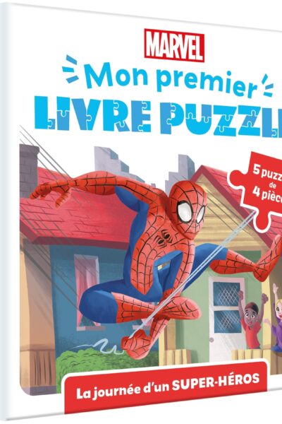 SPIDER-MAN - MON PREMIER LIVRE PUZZLE - 4 PIECES - LA JOURNEE D'UN SUPER-HEROS - MARVEL