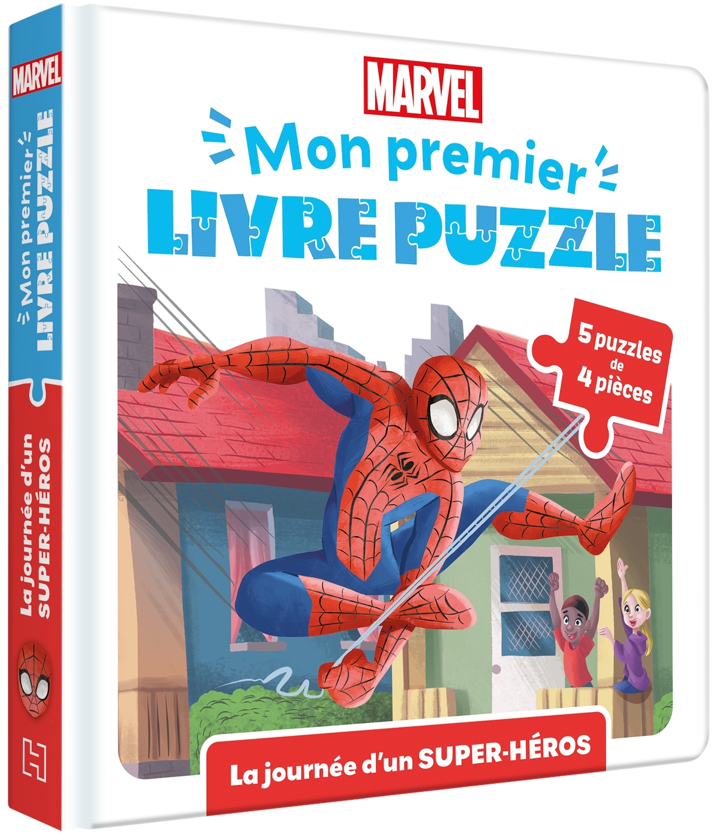 SPIDER-MAN - MON PREMIER LIVRE PUZZLE - 4 PIECES - LA JOURNEE D'UN SUPER-HEROS - MARVEL