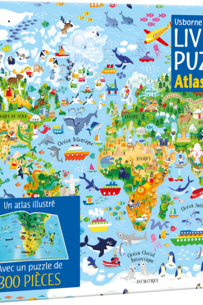 ATLAS DU MONDE - COFFRETS LIVRE ET PUZZLE (300 PIECES) - DES 7 ANS