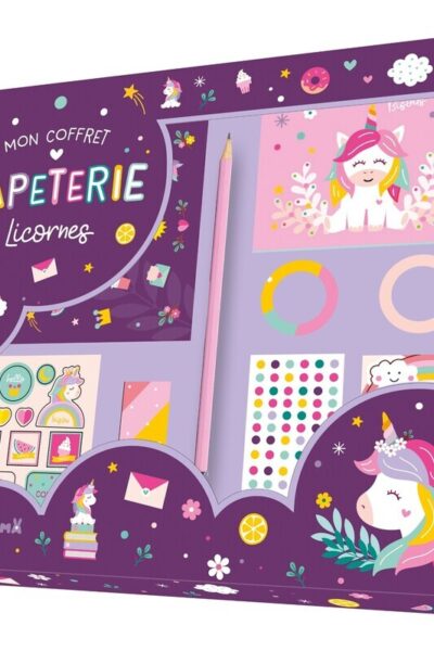 MON COFFRET PAPETERIE LICORNES