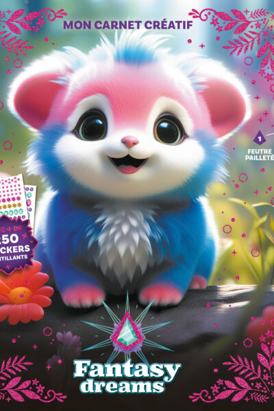 MON CARNET CREATIF FANTASY DREAMS (FEUTRE PAILLETE ET STICKERS)