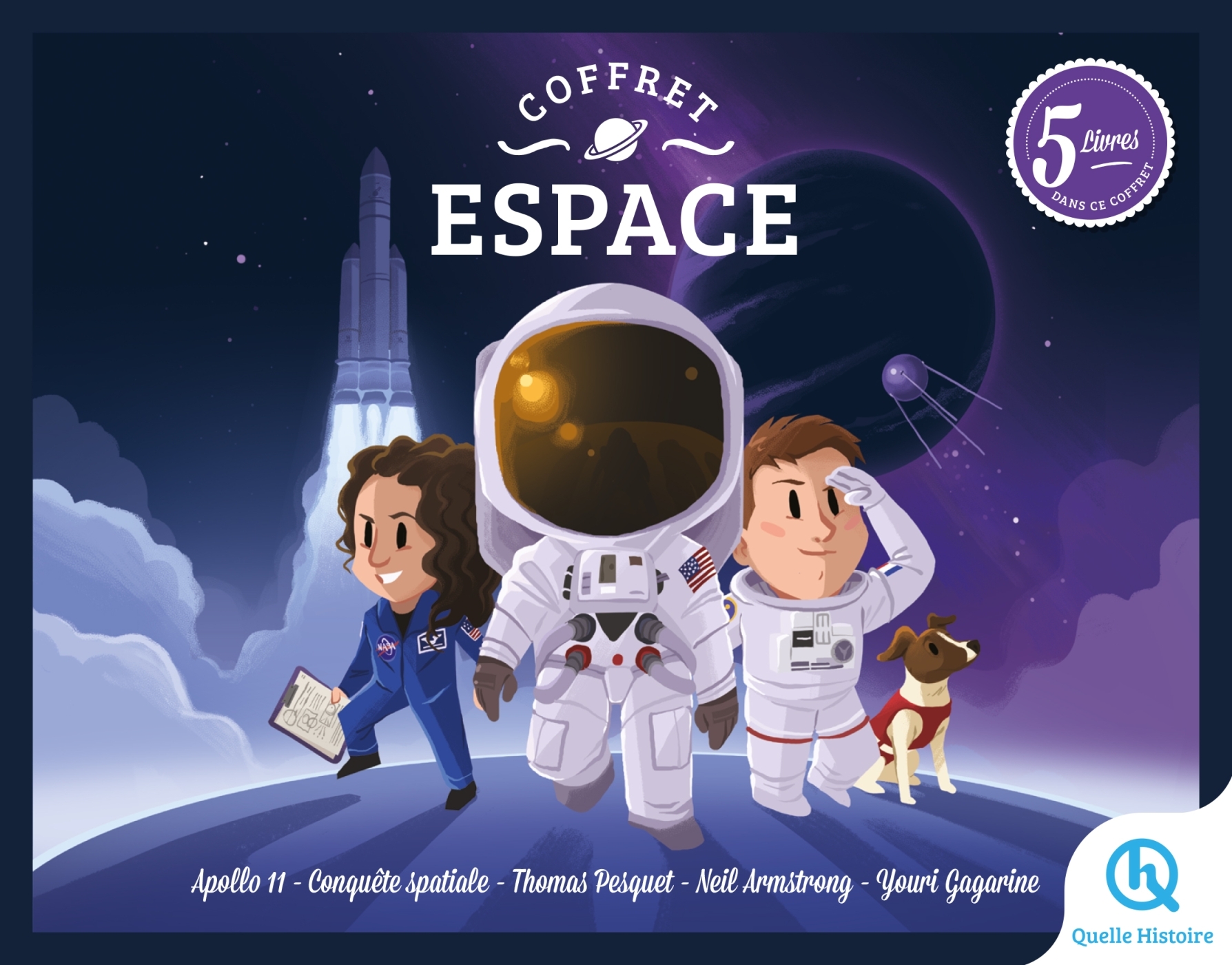 COFFRET ESPACE - APOLLO 11 - CONQUETE SPATIALE - THOMAS PESQUET - NEIL ARMSTRONG - YOURI GAGARINE