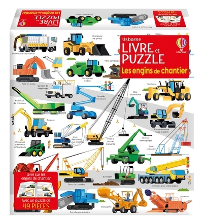 LES ENGINS DE CHANTIER  COFFRET LIVRE ET PUZZLE